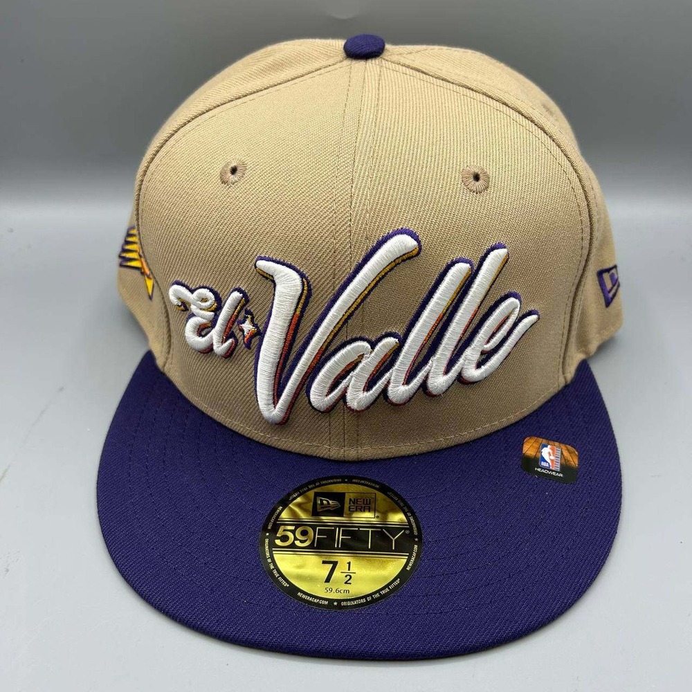 Phoenix Suns El Valle Hat Men 7 1/2 Tan Purple 59Fifty New Era Fitted Cap New